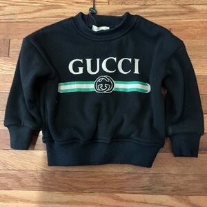 Gucci Kids Black Sweatshirt with Green Stripe